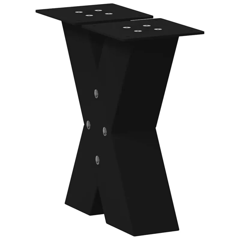 Kavos staliuko kojelės, X formos, 2 vnt., juodos, 30x(30-31) cm, plienas