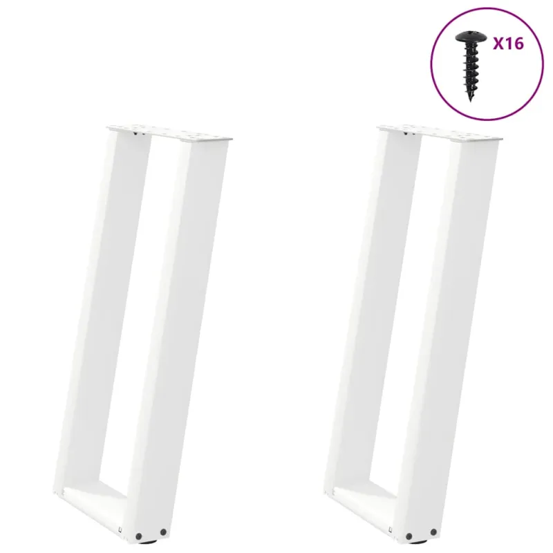 Konsolinio stalo kojelės, U formos, 2 vnt., baltos, 38x(72-73) cm, plienas