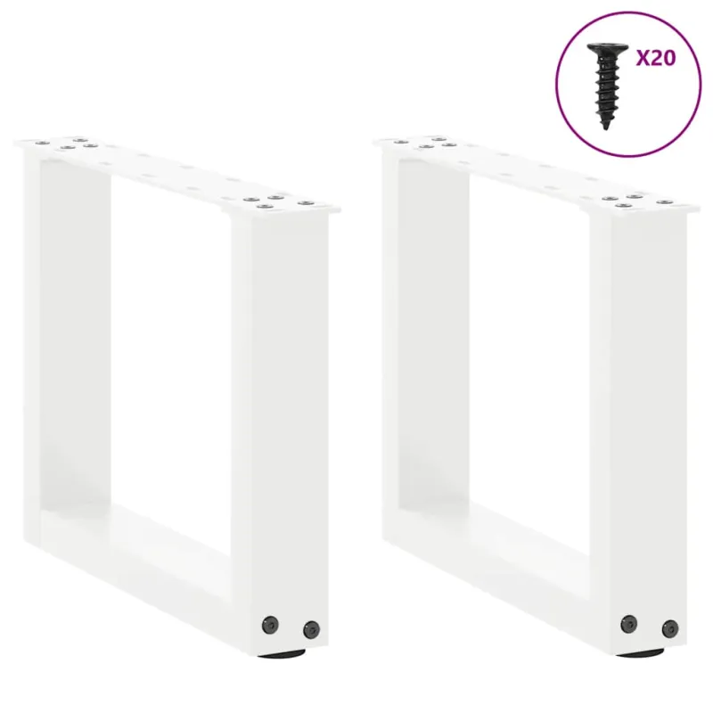Kavos staliuko kojelės, 2 vnt., baltos, 40x(30-31) cm, plienas, U formos