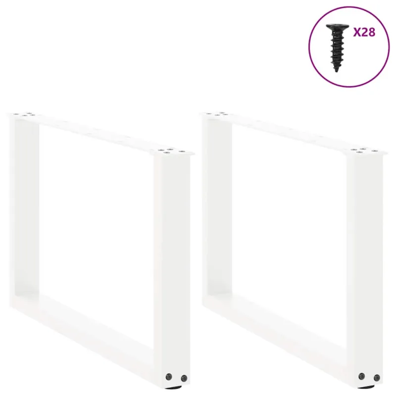 Kavos staliuko kojelės, 2 vnt., baltos, 70x(42-43) cm, plienas, U formos