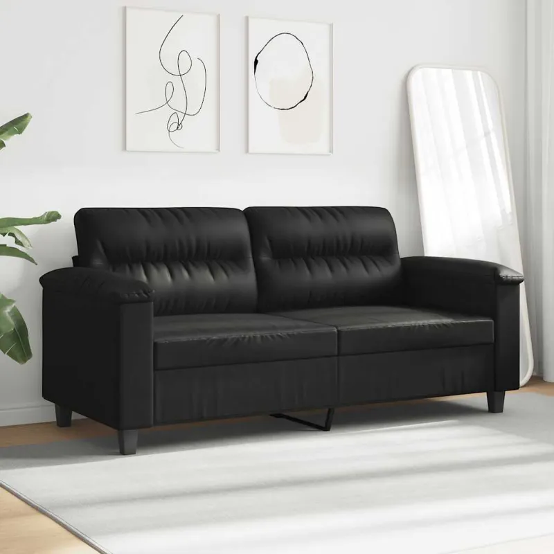 Dvivietė sofa, juodos spalvos, 140cm, mikropluošto audinys