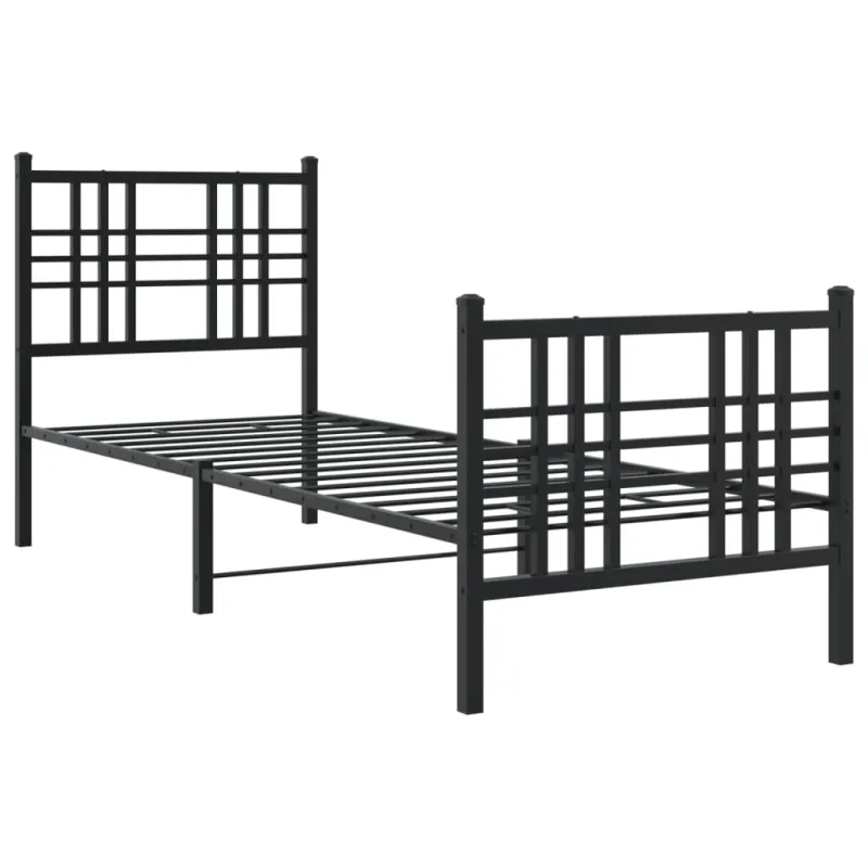 Lovos rėmas su galvūgaliu/kojūgaliu, juodas, 75x190cm, metalas
