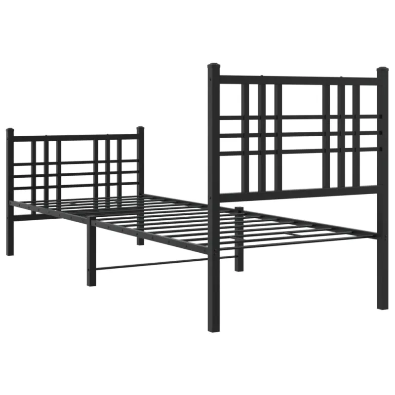 Lovos rėmas su galvūgaliu/kojūgaliu, juodas, 75x190cm, metalas