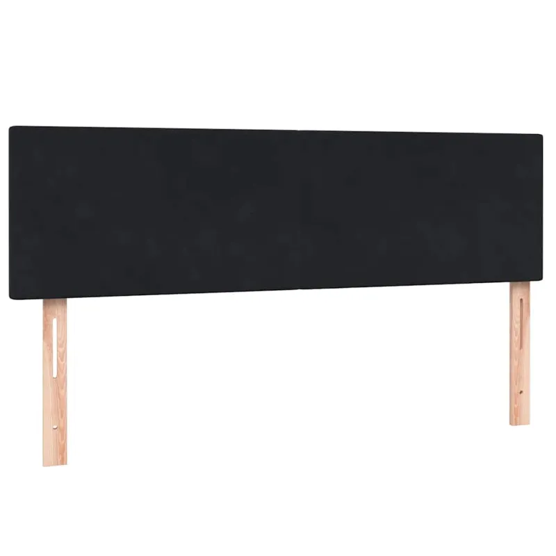 Lova su spyruoklėmis ir čiužiniu, juoda, 160x210 cm, aksomas