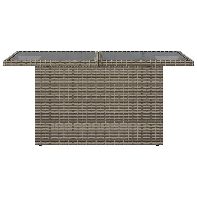 Pöytä lasipintaisella pinnalla, harmaa, 100x55x73cm, PE-rattana
