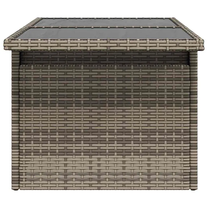 Pöytä lasipintaisella pinnalla, harmaa, 100x55x73cm, PE-rattana