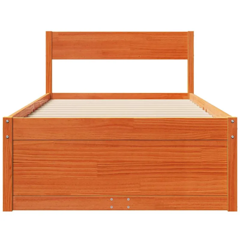 Lovos rėmas be čiužinio, vaško ruda, 90x200cm, pušies masyvas