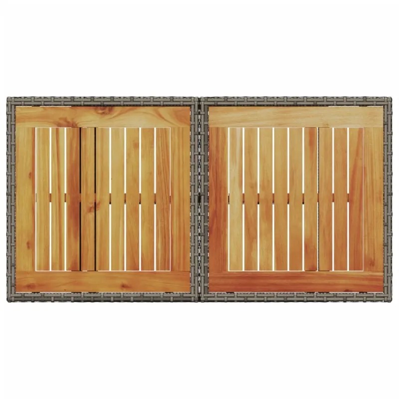 Sodo pöytä, harmaa, 100x55x73cm, polyrattani/akasiapuu