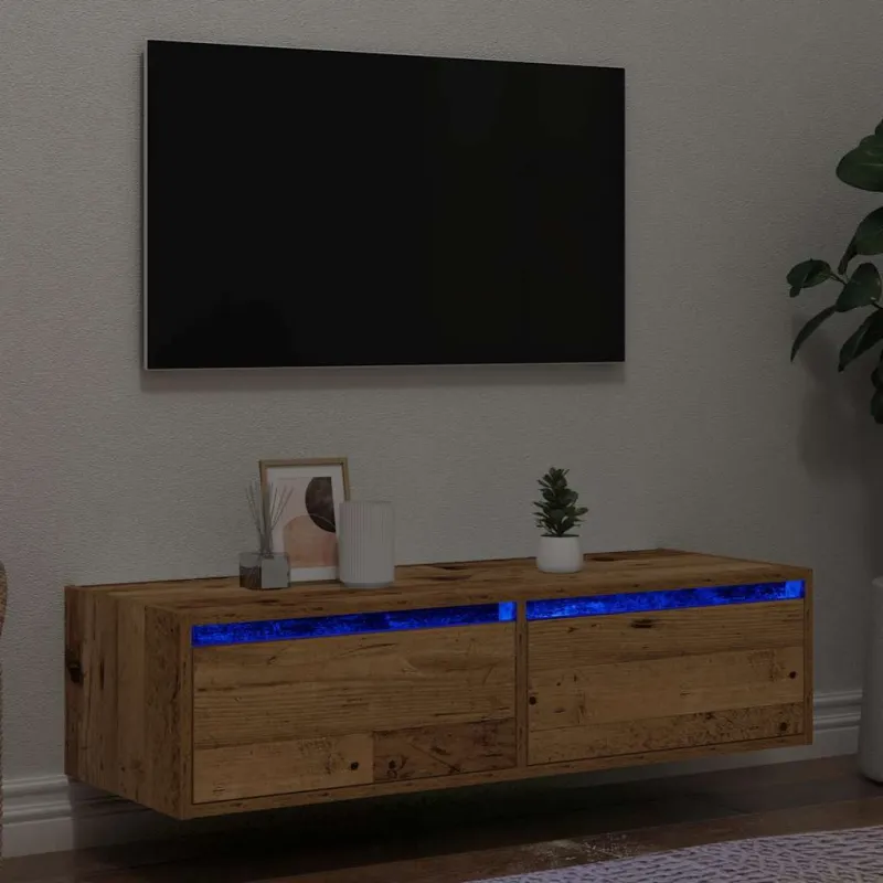 Televizoriaus spintelė su LED, medienos, 100X35,5x25 cm