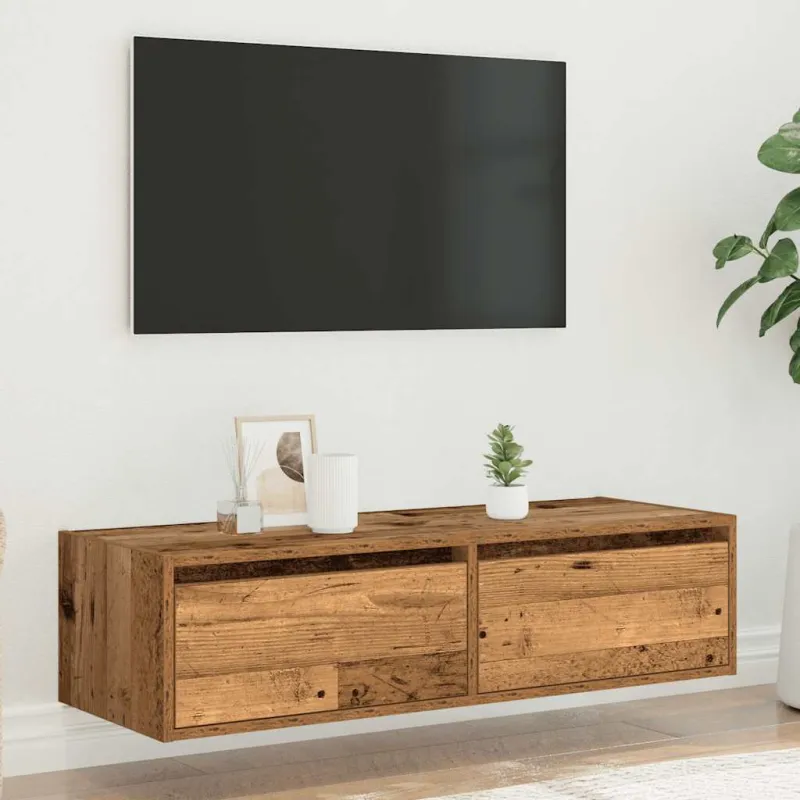 Televizoriaus spintelė su LED, medienos, 100X35,5x25 cm