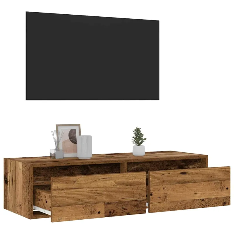 Televizoriaus spintelė su LED, medienos, 100X35,5x25 cm