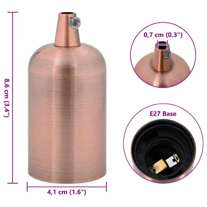 lempų laikikliai 2 vnt Red Bronze E27