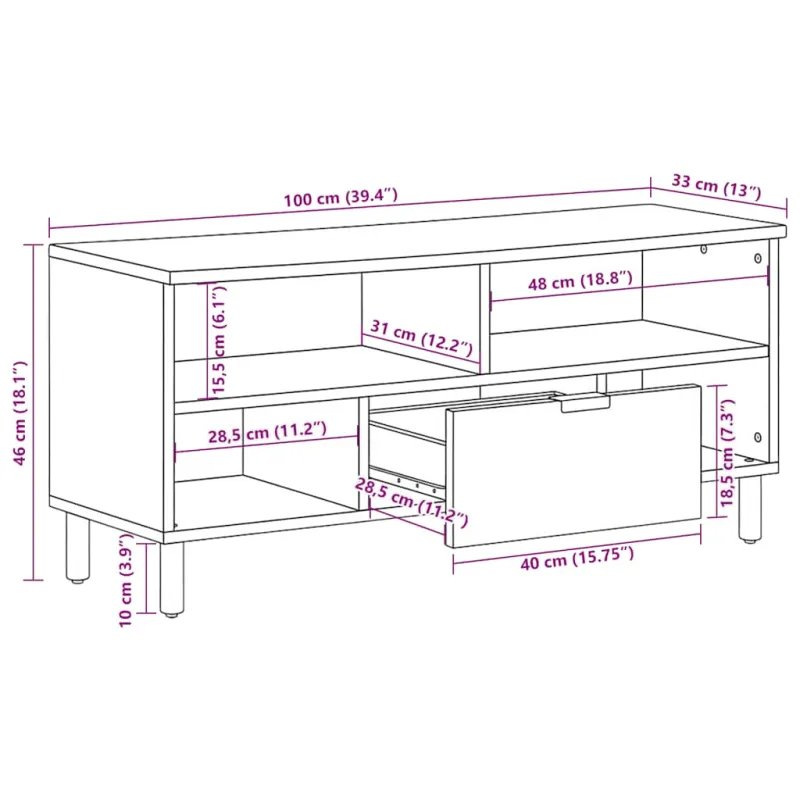 televizoriaus spintelė Juoda 100x33x46 cm Engineered Wood