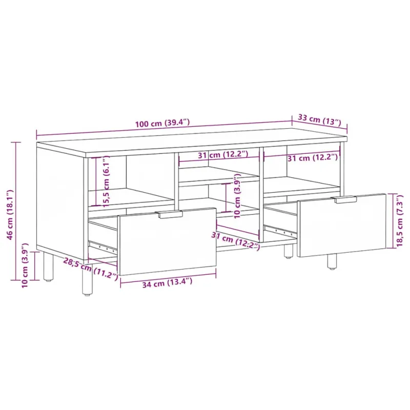televizoriaus spintelė Juoda 100x33x46 cm Engineered Wood