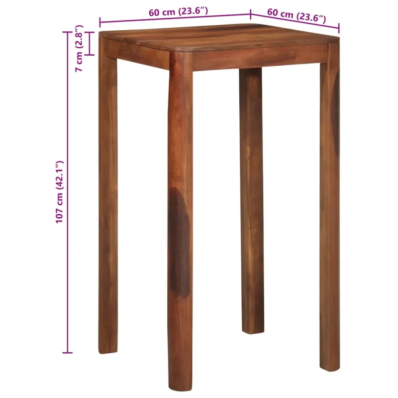 Baro stalas 60x60x107 cm Akacijos masyvo
