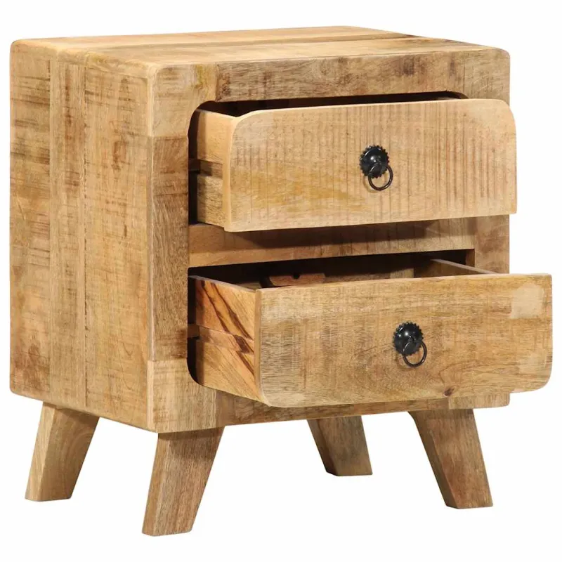 naktinė spintelė 2 vnt 40x32x46 cm medžio masyvo grubus mango