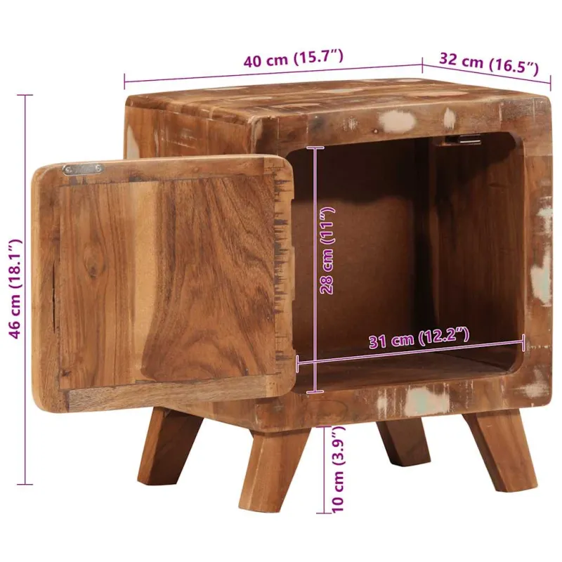 naktinė spintelė 2 vnt 40x32x46 cm perdirbta medžio masyvo