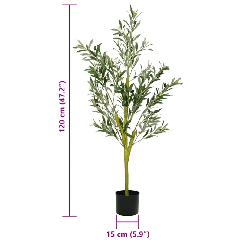 Dirbtinis alyvmedis, žalios spalvos, 120cm, 450 lapų