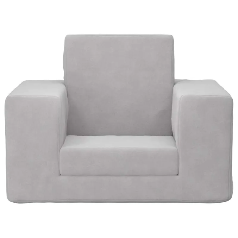 Vaikiška sofa-lova, šviesiai pilkos spalvos, minkštas pliušas
