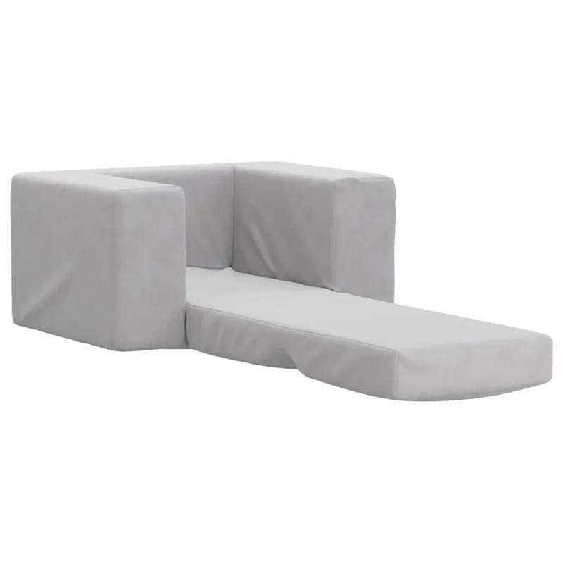 Vaikiška sofa-lova, šviesiai pilkos spalvos, minkštas pliušas