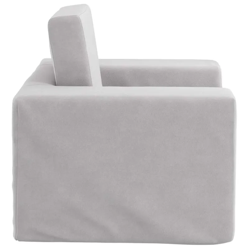 Vaikiška sofa-lova, šviesiai pilkos spalvos, minkštas pliušas