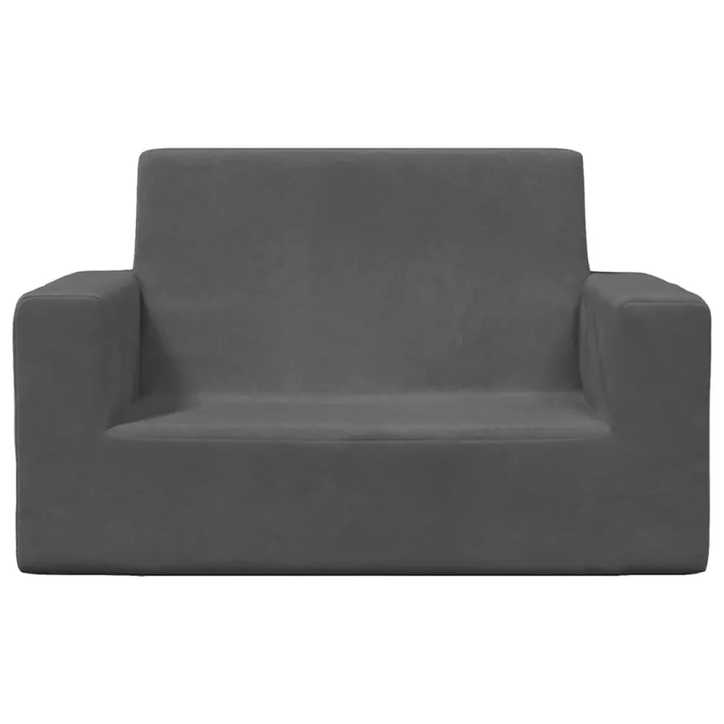 Dvivietė vaikiška sofa, antracito spalvos, minkštas pliušas