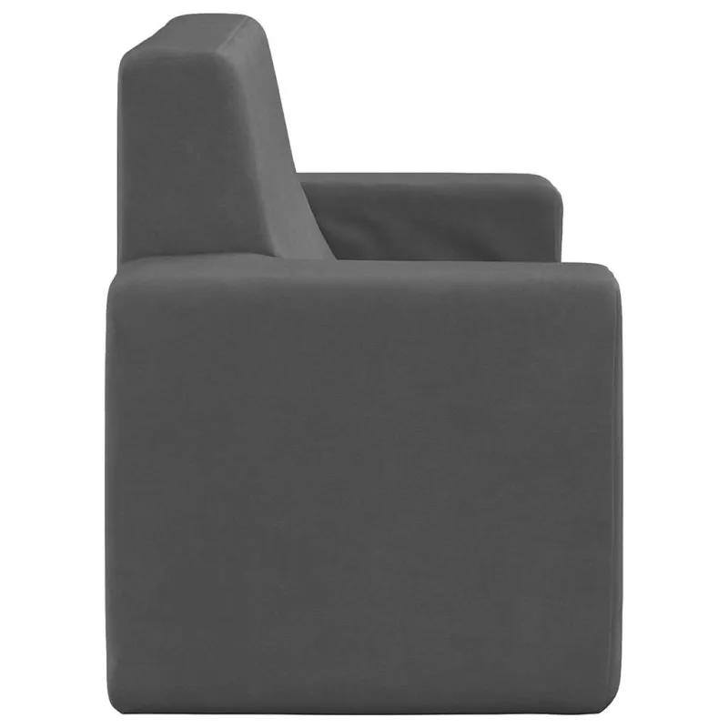 Dvivietė vaikiška sofa, antracito spalvos, minkštas pliušas