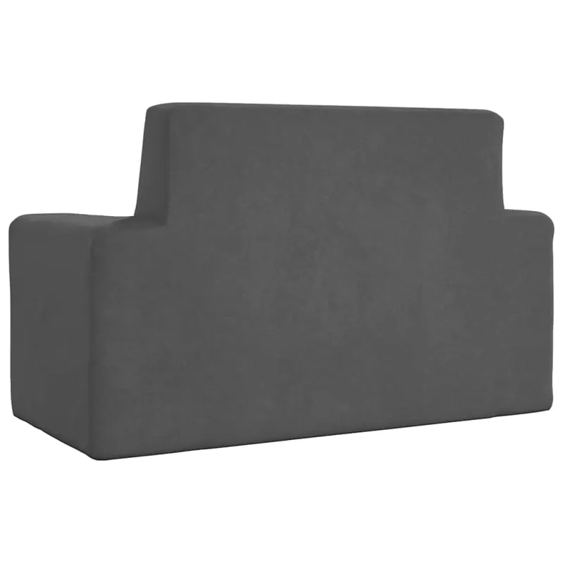 Dvivietė vaikiška sofa, antracito spalvos, minkštas pliušas
