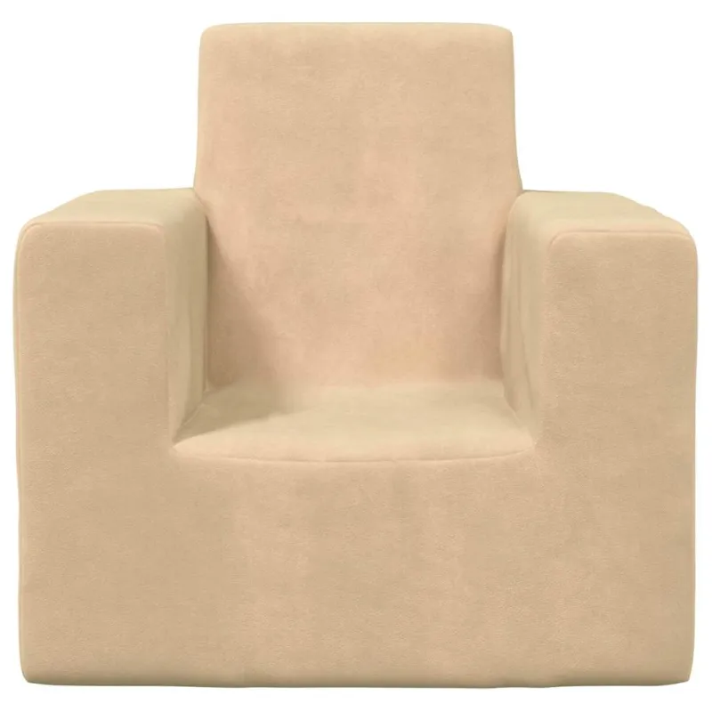 Vaikiška sofa, kreminės spalvos, minkštas pliušas