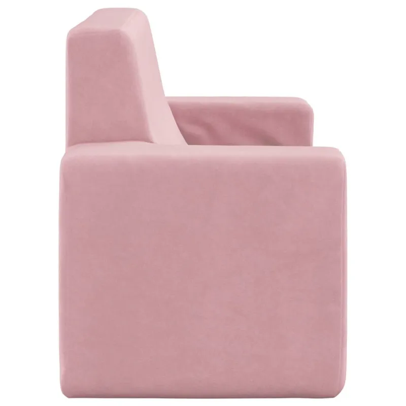 Dvivietė vaikiška sofa, rožinės spalvos, minkštas pliušas