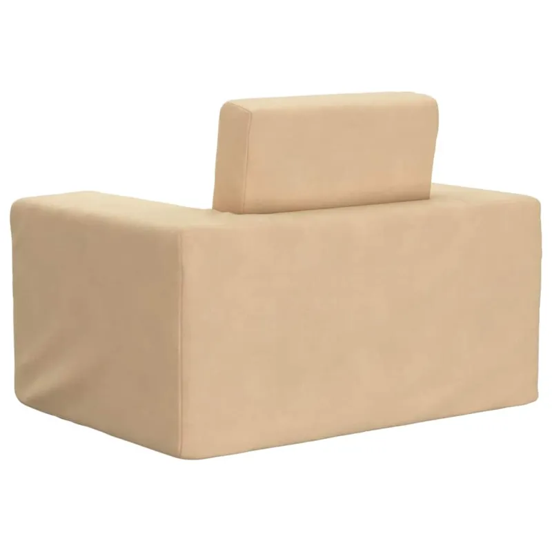 Vaikiška sofa-lova, kreminės spalvos, minkštas pliušas