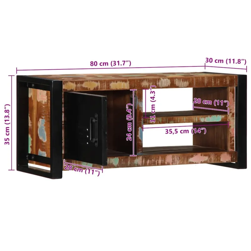 televizoriaus spintelė 80x30x35 cm Regeneruota medžio masyva