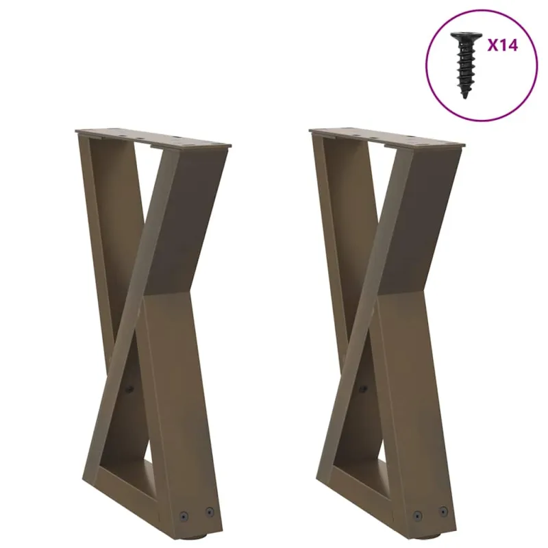 Kavos staliuko kojelės, 2 vnt., natūralus plienas, 38x(42-43,3) cm, plienas