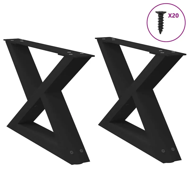 Kavos staliuko kojelės, 2 vnt., juodos, 50x(30-31,3) cm, plienas