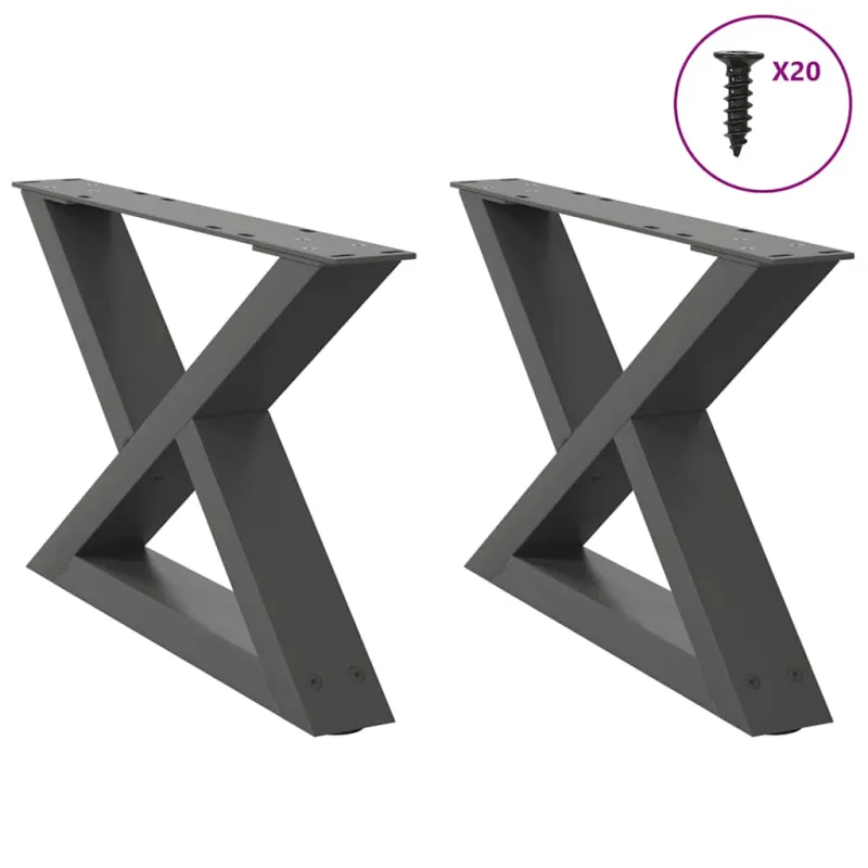 Kavos staliuko kojelės, 2 vnt., antracito spalvos, 60x(30-31,3) cm, plienas