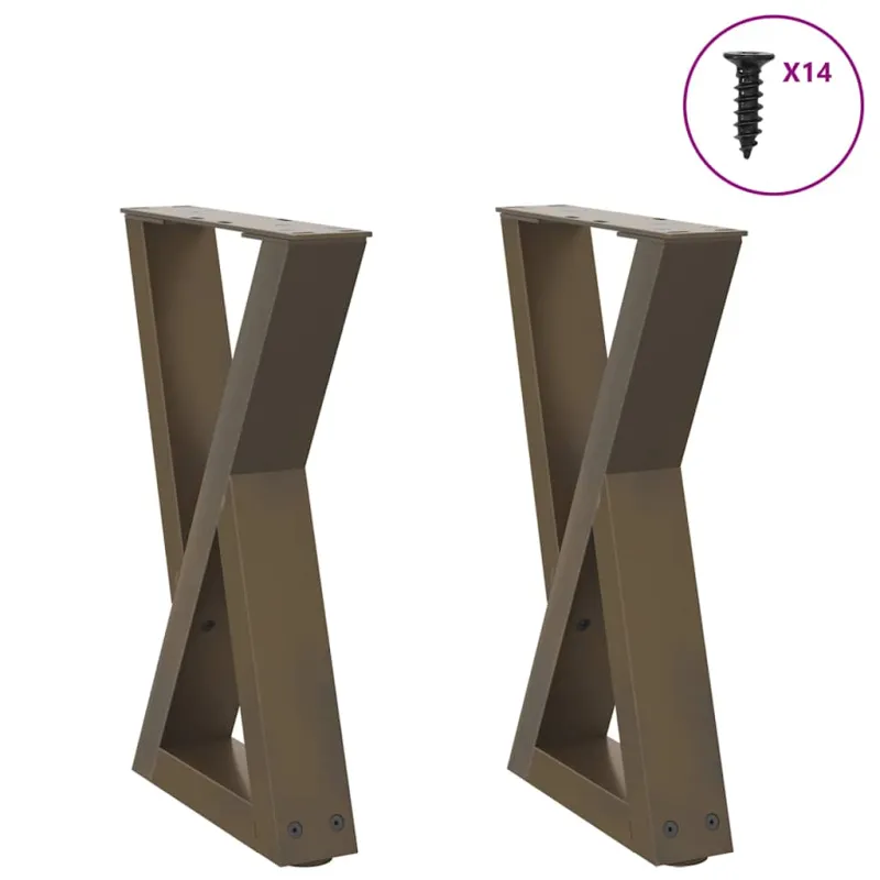 Kavos staliuko kojelės, 2 vnt., natūralus plienas, 28x(42-43,3) cm, plienas
