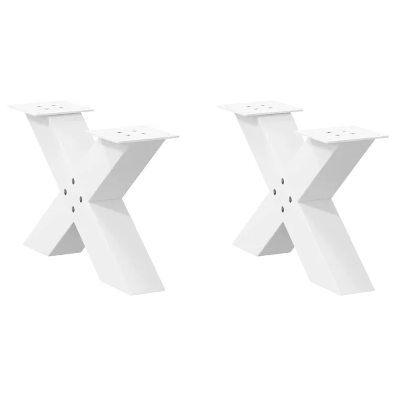 Kavos staliuko kojelės, X formos, 2 vnt., baltos, 50x(30-31) cm, plienas