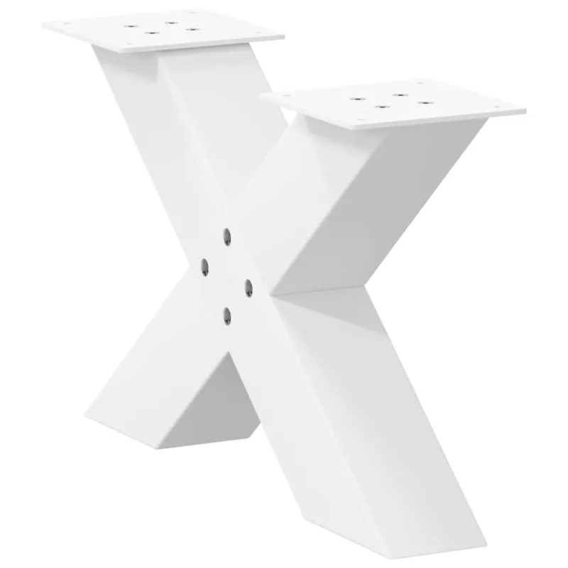 Kavos staliuko kojelės, X formos, 2 vnt., baltos, 50x(30-31) cm, plienas
