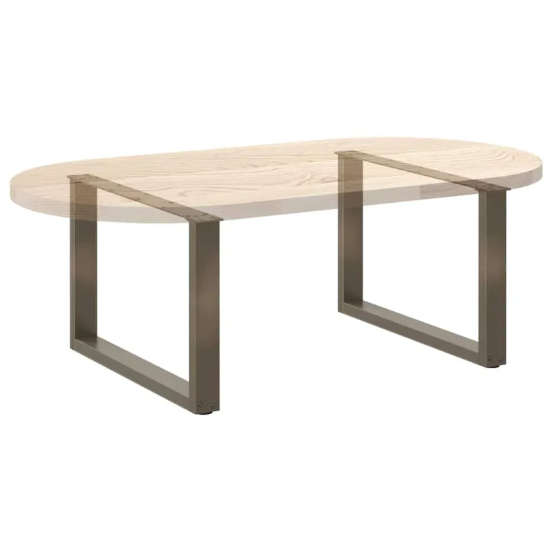 Kavos staliuko kojelės, U formos, 2 vnt., natūralus plienas, 70x(42-43) cm, plienas