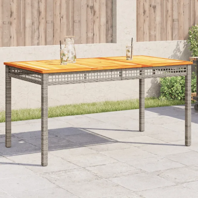 Sodo pöytätaso, harmaa, 140x80x75 cm, polyrattana ja akasia
