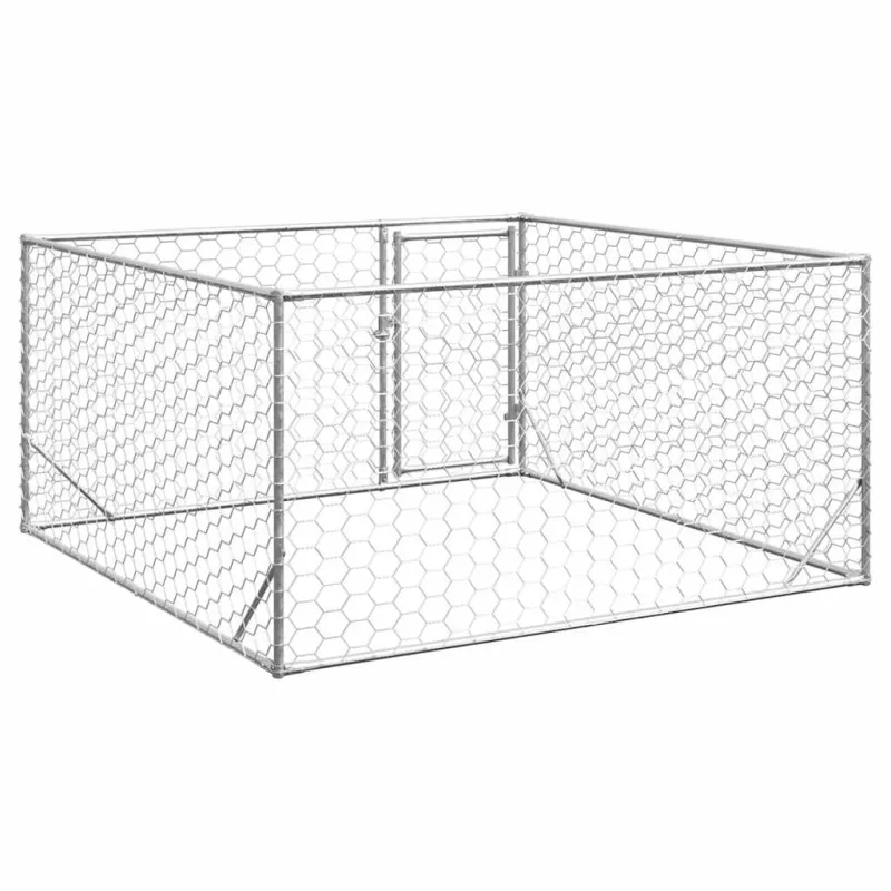 Lauko šunų voljeras su durelėmis, 2x2x1 m, cinkuotas plienas