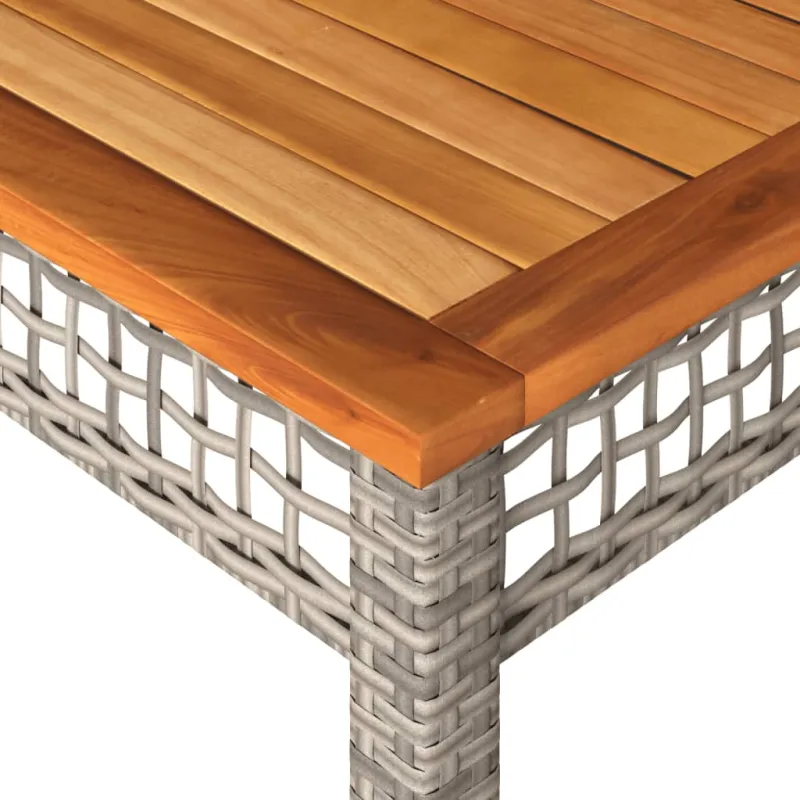 Sodo pöytätaso, harmaa, 140x80x75 cm, polyrattana ja akasia
