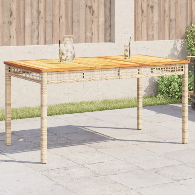 Sodo pöytätaso, hiekka, 140x80x75cm, polyrattana/akasiapuu