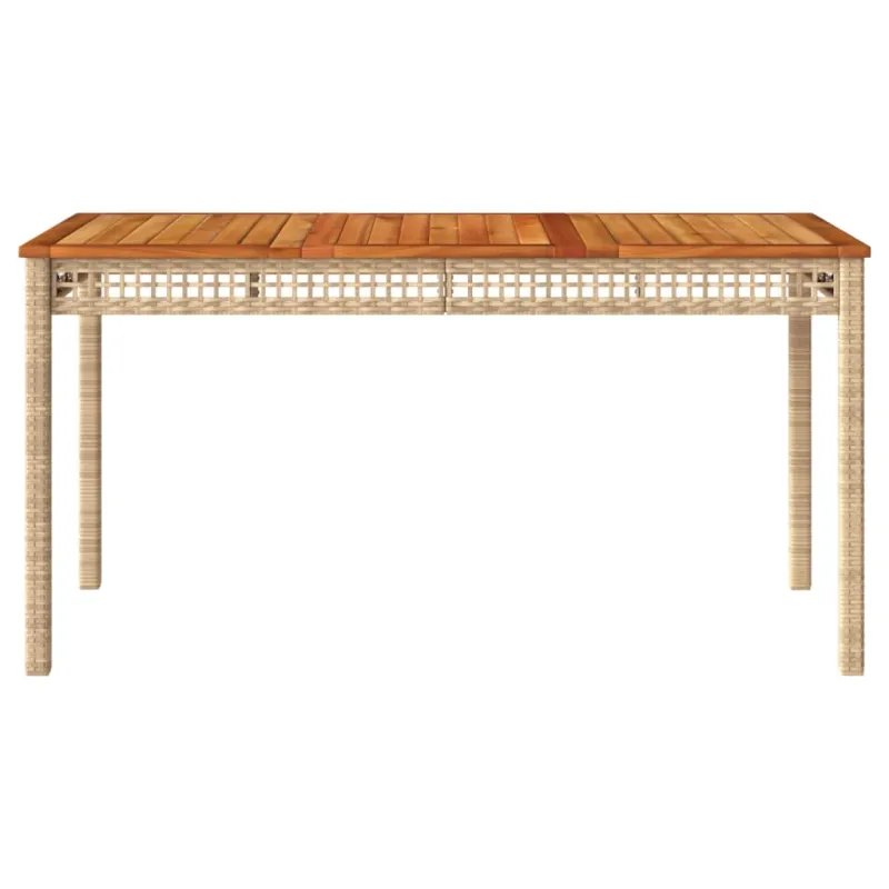 Sodo pöytätaso, hiekka, 140x80x75cm, polyrattana/akasiapuu