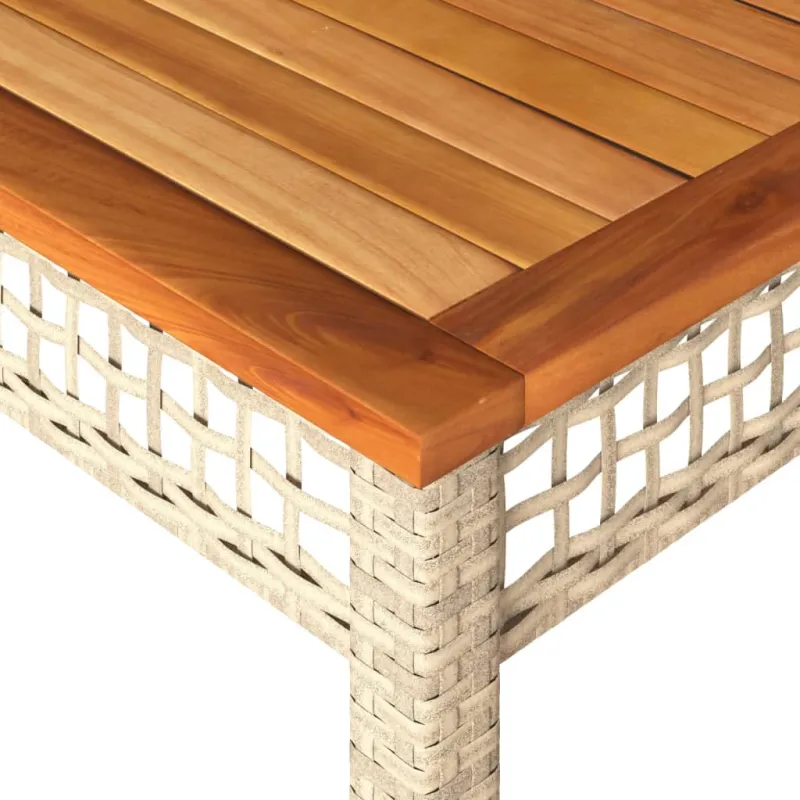 Sodo pöytätaso, hiekka, 140x80x75cm, polyrattana/akasiapuu