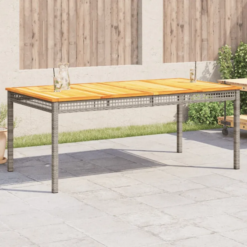 Sodo pöytätaso, harmaa, 180x90x75cm, polyrattani ja akasia