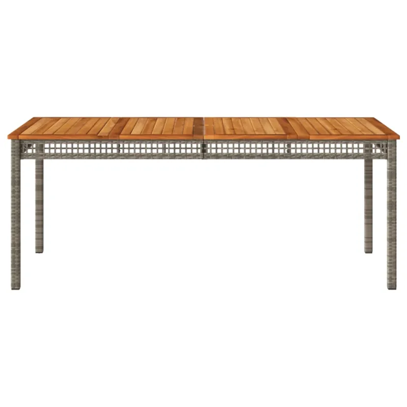 Sodo pöytätaso, harmaa, 180x90x75cm, polyrattani ja akasia