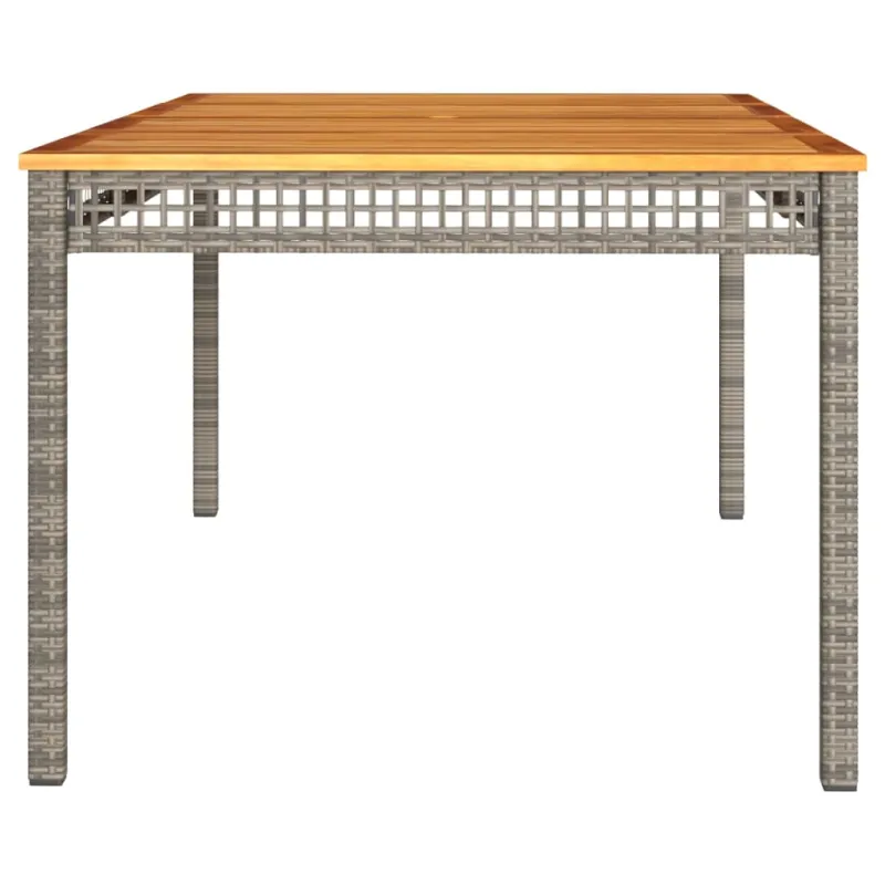 Sodo pöytätaso, harmaa, 180x90x75cm, polyrattani ja akasia
