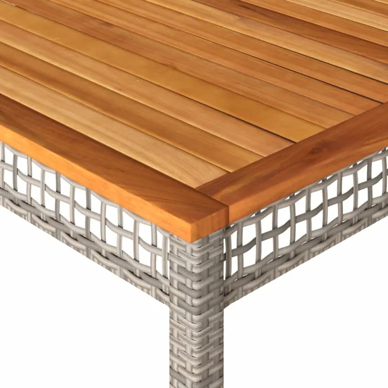 Sodo pöytätaso, harmaa, 180x90x75cm, polyrattani ja akasia