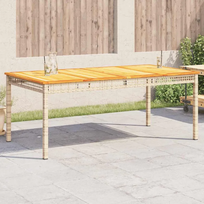 Sodo pöytätaso, hiekka, 180x90x75cm, polyrattana/akasiapuu